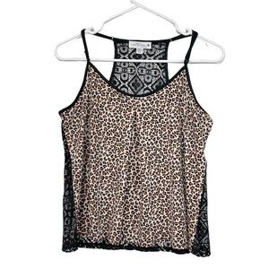 ⭐️In Bloom by Jonquil Leopard Print/Lace m Intimate Sleepwear Top Natural Sz M/M
